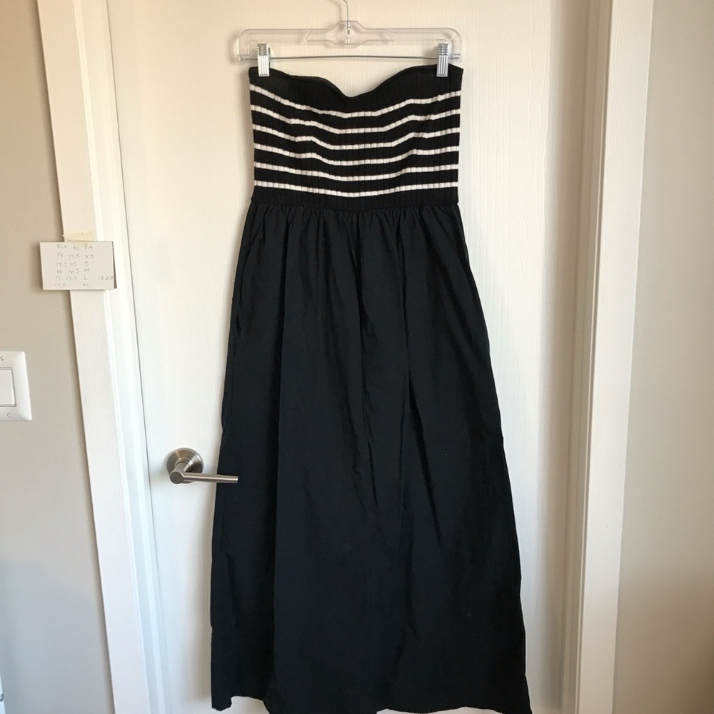 Universal Thread Black Strapless Maxi Dress with White Striped Bodice